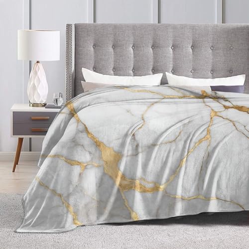 Marble Print Throw Blanket for Couch Chair Sofa Bed, Flannel Soft White Golden Abstract Modern Elegant Luxury Seasonal Warm Cozy Farmhouse Blanket for Bedroom Living Room Car All Season 30"x 40" - color: Marble03, size: 30X40 inch