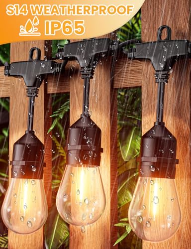 Svater Outdoor Led String Lights 75 FT, Patio Lights for Outside with 26pcs S14 Shatterproof Bulbs, IP65 Waterproof Commercial Grade Market Light, 1 Watt E26 Dimmable 2700K Warm White - size: 75FT