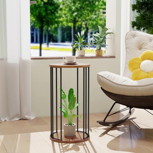 Plant Stand Indoor,small plant stool,Flower Pot Corner stand holder,Mid Century Heavy Duty Metal Tall Home Decor,Modern Round End Table,Small Rustic Display Stand for Living Room,Bedroom (Brown,3 Packs) - color: all size brown set 3