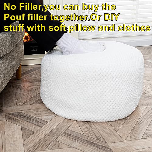 Asuprui Pouf Ottoman Unstuffed Ottoman Foot Rest No Filler Floor Pouf Soft Foot Stool 20x20x12 Inches Fuzzy Chair Floor Chair with Storage for Living Room Bedroom White - color: White