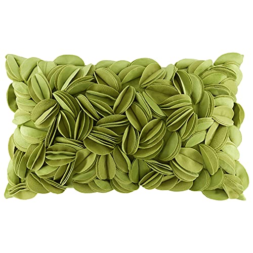 KINGROSE 3D Flower Throw Pillow Cover Floral Decorative Pillowcase Soft Cushion Cover for Bed Couch Sofa Living Room 12 x 20 Inches Velvet Green - color: Green - Velvet