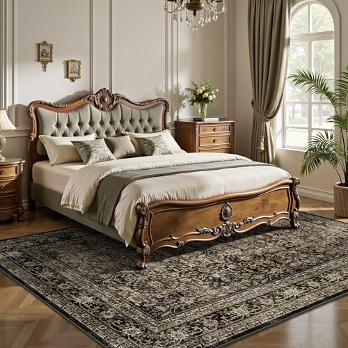 6x9 Area Rugs - Washable Vintage Retro Living Room Rug, Soft Ultra Thin Non Slip Low Pile Traditional Distressed Boho Carpet for Bedroom Dining Room Nursery Home Office, Brown - color: C-vintage Brown, size: 6x9