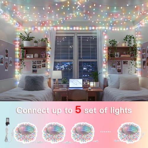 suddus String Lights Indoor Bedroom, 66ft 200 Led Christmas Light Outdoor Clear Wire Connectable, Plug in Fairy String Lights with Remote for Christmas, Dorm, Party, Easter Decoration, Multicolor - color: Multicolored, size: 200LED Connectable