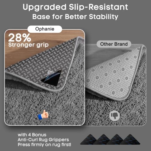 Ophanie Runner Rug for Hallway, 2x5 Upgrade Non-Slip Fluffy Soft Bedside Rugs, Bedroom Living Room Grey Shaggy Gray Carpet for Kids Girls Boys Dorm Nursery Home Decor Aesthetic - color: 1- Grey, size: 2' x 5' (Rectangular)