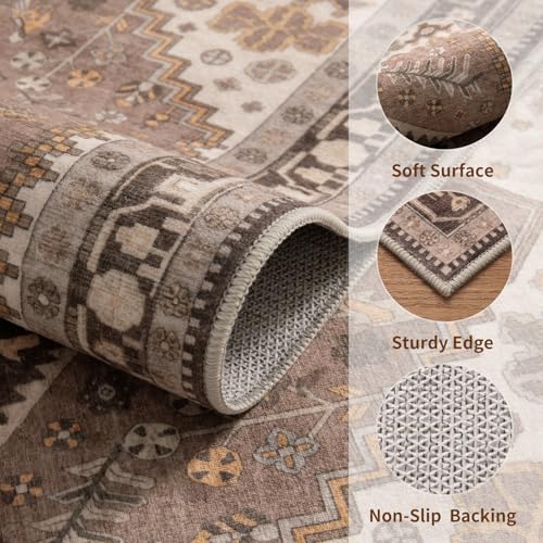 Ciicool Small Area Rug, 2x3ft Red Boho Rug, Ultra Soft Entry Rugs for Entryway, Non-Slip Washable Rugs Oriental Low-Pile Indoor Mat Floor Carpet for Entrance Bedroom Kitchen Bathroom Foyer Decor - color: Hazel, size: 2' X 3' (Rectangular)