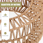 BESTOYARD Straw Rope Lampshade Woven Ceiling Light Cover 11.81X5.90In Rustic Pendant Lamp Shade Replacement for Indoor Home Bar Tea Room Decor