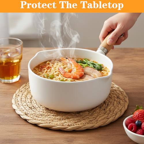 3Pcs Boho Trivets for Hot Dishes, 8 Inch Heat Resistant Hot Pads, Braided Pot Holders for Kitchen Countertop, Farmhouse Boho Decor with Storage Basket