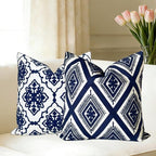 Slow Cow Embroidery Navy Blue Pillow Covers Cushion Covers Invisible Zipper for Living Room 18 x18 Inch - color: Navy Eyes, size: 18" x 18" (Pack of 1)