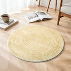 Asrug Imitation Jute Low Pile Round Rug Area Rug Washable Non-Slip Circle Rug Soft Plush Touch Circle Rugs Round for Kitchen Bathroom Living Bedroom Nursery, Carpet 2ft /24 inch/61 cm Yellow - color: Beige, size: 2ft