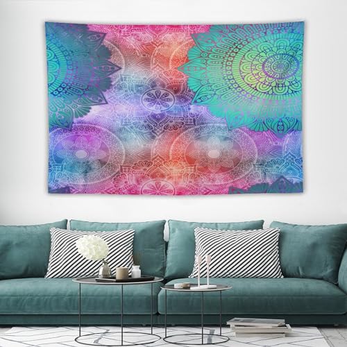 HZOHNAGO Mandala Tapestry Abstract Colored Geometry Pattern Printed Wall Tapestry Watercolor Abstract Wall Hanging for Bedroom Living Room Dorm 90" W x 60" H - color: Style-6, size: 90"L x 60"W