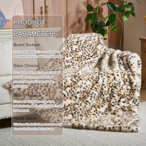 Luxury Fluffy Faux Fur Throw Blanket,Thick Fluffy Silky Fuzzy Cozy Blanket,Plush Blankets for Couch, Sofa, Chair, Bed-Leopard Print,50x60 Inches - color: Leopard Print, size: Throw (50" x 60")