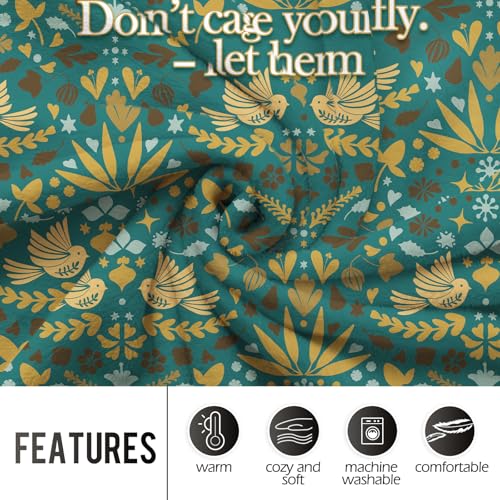 Levens Floral Bird Throw Blanket Gifts for Women Kids Girls Mom Wife 50"x60" Soft Lightweight Green Boho Hummingbird Flowers Blankets Decor for Birthday Spring Room Bed Couch Sofa Travel - color: Floral Bird Green, size: 50"x60"