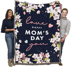 Pure Country Weavers Mom's Day Cherry Blossoms - Navy Blanket - Gift Tapestry Throw Woven from Cotton - Made in The USA (72x54) - color: Cherry Blossoms - Navy, size: 72x54