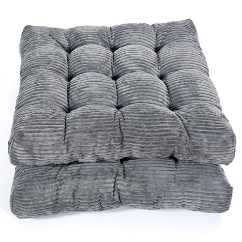 Meditation Floor Pillow Set of 2,Memory Foam Meditation Floor Cushions for Adults Sitting, Large Square Thickened Seat Cushion for Yoga, Tatami Living Room (2, Dark Grey) - color: Dark Grey