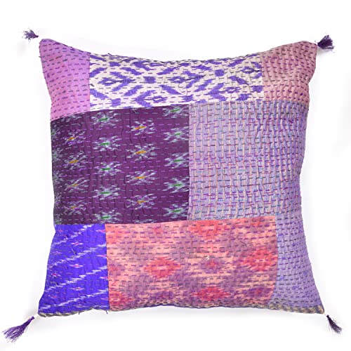 18X18 Indian Ethnic Bohemian Set of 5 Decorative Colorful Square for Sofa Set Home Decorative Floral Design Boho Throw Pillow Case Silk Cushion Cover