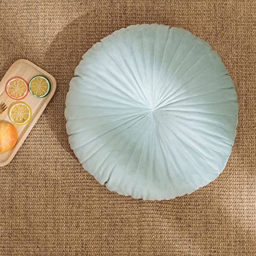 HLOVME Round Pillow Cushion for Couch Velvet Decorative Small Throw Pillow Solid Color for Living Room Bed Floor 15.7”, Mint Green - color: Z02-mint Green