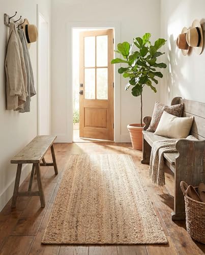 Rugs.com - Braided Jute Rug – 5 Ft Runner Natural Jute Rug – Modern Flatweave for Hallways, Entryways, and Kitchens - size: 2' x 5' (Runner)
