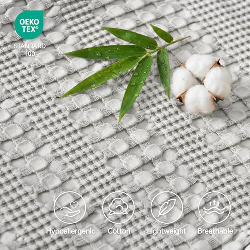 a moment 2 Pack Bamboo Fiber Pillow Covers - Waffle Weave, Ultra Soft & Breathable, Skin-Friendly Cotton Throw Pillow for Couch, Sofa, Bedroom Living Room 12x20 Inch Grey - color: Grey, size: 20" x 12" (Pack of 2)