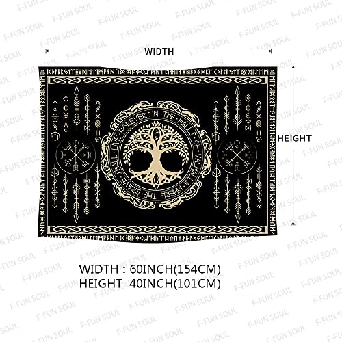 F-FUN SOUL Nordic Vikings Tapestry, 60x40inches Soft Flannel, Viking Yggdrasil Tree of Life Celtic Rune Scandinavian Aesthetic Mythology Tapestry Wall Hanging for Bedroom Living Room Decor GTZYFS1795 - color: Yggdrasil Tree of Life, size: 60"L x 40"W