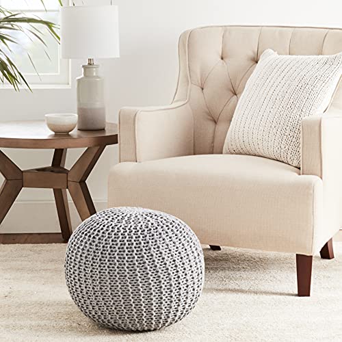 Urban Lifestyle Round Knit Pouf, Light Grey - color: Light Grey
