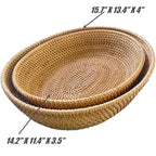 Large 14inch Oval Rattan Fruit Serving Basket,Wicker High Wall Fruit Vegetable Serving Basket Bowl,Large Rattan Dining Table Bowl for Various Things,Bread,Snack,Odds and Ends,Natural Brown - color: Brown(14.2"x11.5"x3.5")