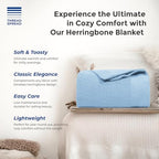 THREAD SPREAD 100% Pure Cotton, Luxury Twin/Twin XL Size Light Blue Blanket - Herringbone Pattern, Soft & Cozy Premium Fall Throw Blanket for All Seasons, 350 GSM & 68 x 92 with Free Tote Bag - color: Herringbone - Light Blue, size: Twin / Twin XL