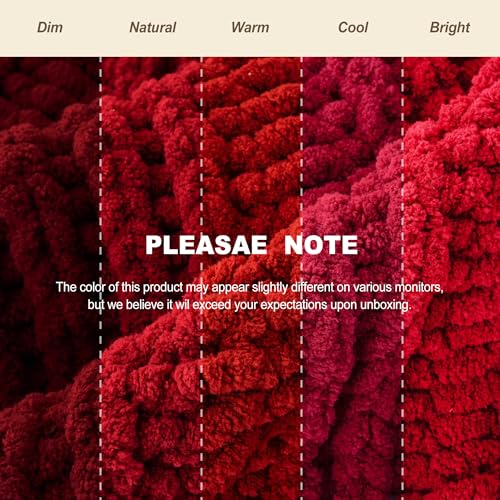 Battilo Dark Red Chunky Knit Throw Blanket, Christmas Red Throw Blanket for Couch, Super Soft Cozy Warm Blankets, Burgundy Chenille Throw Blanket for Living Room, Christmas Decorations, 50"x60" - color: Red