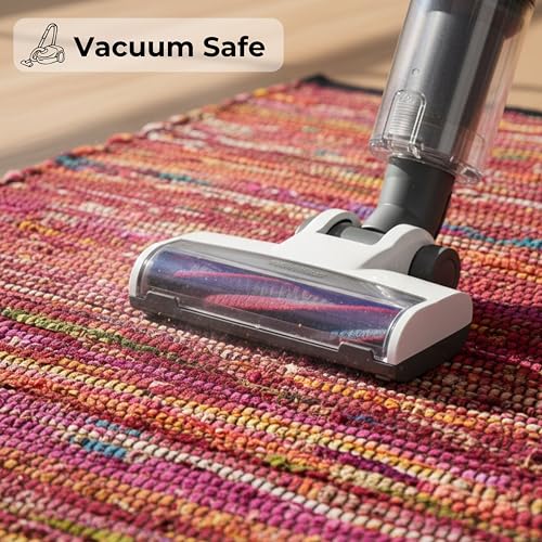 Cotton Hand Woven Area Rug 2x3 Feet - Multi, Colorful Durable Small Bohemian Decorative Rag Rugs Ideal for Entryway, Kitchen, Bedroom | Red Farmhouse Reversible Soft Door Way Floor Mat for Balcony - color: Multi Cotton, size: 2 x 3 feet
