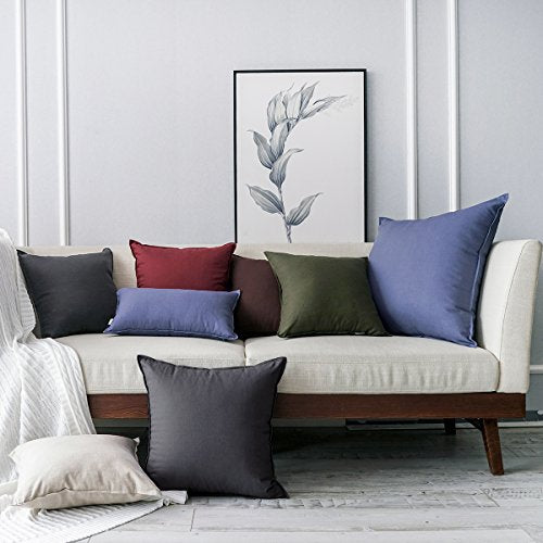 Jeanerlor Solid Cotton Linen Decoration Toss Throw Pillow Sham Cushion Case Special Pillow Cover Delicate Decorative Pillowcase for Bed/Chair/Couch, 18"x18"(45 x 45cm), Dark Grey - color: Dark Grey, size: 18" x 18" (Pack of 1)