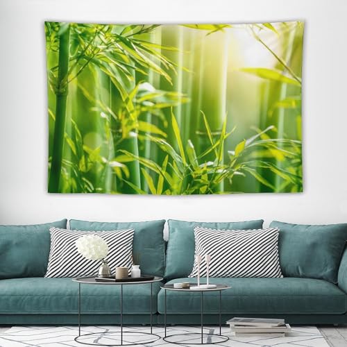 HZOHNAGO Bamboo Tapestry Bamboo Leaf Sunshine Nature Printed Wall Tapestry Painting Wall Hanging for Bedroom Living Room Dorm 90" W x 60" H - color: Bamboo-1, size: 90"L x 60"W