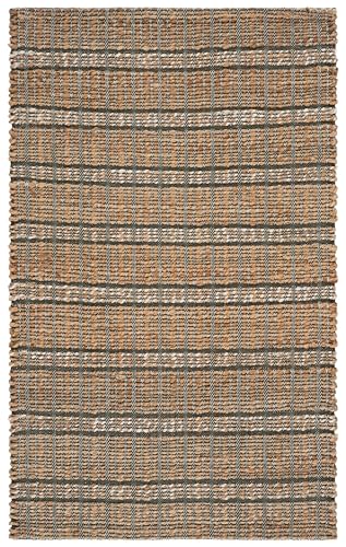 SAFAVIEH Natural Fiber Collection Accent Rug - 3' x 5', Olive & Natural, Handmade Boho Stripe Farmhouse Rustic Jute & Cotton Jute, Ideal for High Traffic Areas in Foyer, Living Room, Bedroom (NFB656X) - color: Olive/Natural, size: 3' x 5' (Rectangular)