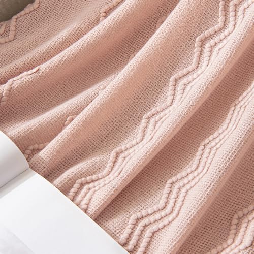 MIULEE Light Pink Knitted Throw Blanket for Couch Bed, Boho Textured Cozy Woven Decorative Farmhouse Blanket with Tassels for Sofa Chair Living Room 50"x60" - color: Pink, size: 50" x 60"