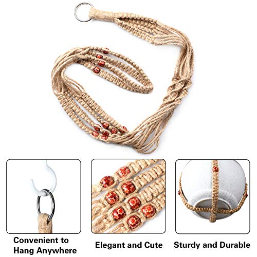 Augshy 2 Pcs Plant Hangers Hanging Plant Holder for Indoor Outdoor Decor Macrame Hanging Planter Basket with 4 Hooks(35 Inch) - color: Brown, size: 35 Inches