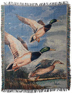 Northwest Hautman Brothers Wildlife Art Woven Tapestry Throw Blanket, 48" x 60", Mallards Rising - color: Mallards Rising