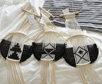 Flber Macrame Wall Hanging 3Pcs Macrame Wall Decor Macrame Wall Art Round Wall Art Handmade Boho Wall - color: Black