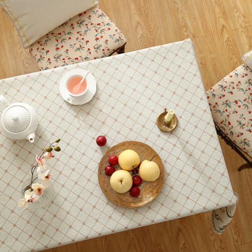 ISAENNE Designer Vintage Linen Floral Small Rectangular Tablecloth,Fall Colorful Modern Table Cloth,Anti-Wrinkle Decor Tablecloths for Dining Thanksgiving Kitchen Christmas,55"*71"-Bertina E - color: Bertina E, size: 71" x 55" (Rectangular)