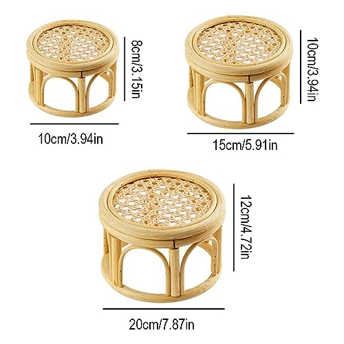 Rattan Plant Stands,Small Boho Rattan Wicker Round Riser Plant Stand,Indoor Flower Pot Stand,Decorative Flower Shelf Bonsai Rack Garden Plant Pot Riser Holder - size: M (5.91 x 3.94 inches)