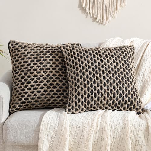 Boho Living Jada Decorative Throw, Includes Accent Insert, Premium Woven Design, Living Room Décor, (2) 20" x 20" Pillow Covers, Black 2 Count - color: Black, size: (2) 20" x 20" Pillow Covers
