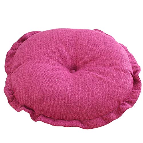 vctops Boho Soft Round Floor Pillow Cushion with Ruffles, Cotton Linen Print Chair Pad Tatami for Meditation, Yoga, Living Room, Balcony (Pink,16"x16"x4") - color: Pink, size: 16"x16"x4"/43x43x10cm