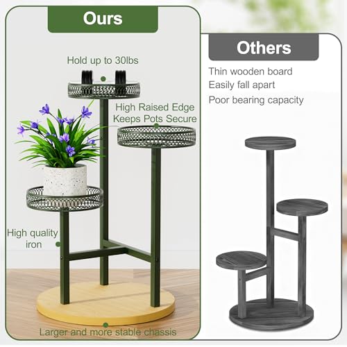 Stand Plants, 3-Tier Metal Plant Stands for Outdoor Indoor Plants,Heavy Duty Flower Pot Stands for Multiple Plants,Decoration Display Racks for Patio Garden -GreenFlower - color: GreenFlower, size: 3-tiers