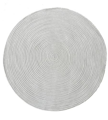 Hand Woven Round Area Rugs Living Room Bedroom Study Computer Chair Cushion Base Mat Round Carpet Lifts Basket Swivel Chair Pad Coffee Table Rug(4' Round, Gray) - color: Grey, size: 4' Round