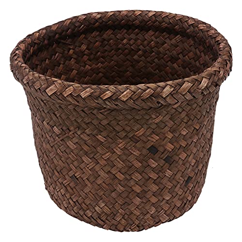 NUOBESTY Round Seagrass Planter Basket: 5.5x7.1" Woven Pots Cover Plant Pots Containers - Wicker Plant Basket Desktop Sundries Container - for