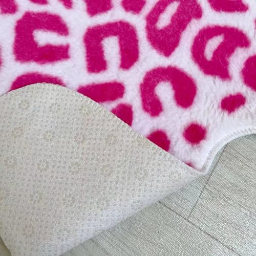 Pink Leopard Print Faux Cowhide Cheetah Fur Skin Carpet Non-Slip Animal Printed Area Rug Throw Rugs Floor Carpet for Door Mat Bedrooms Room Decor (3.3x2.95Ft) - color: Pink Leopard 44.1"l X 29.1" W