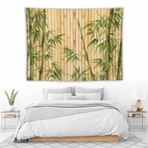 HZOHNAGO Bamboo Tapestry Chinese Style Green Leaves Printed Wall Tapestry Painting Wall Hanging for Bedroom Living Room Dorm 80" W x 60" H - color: Bamboo-6, size: 80"L x 60"W