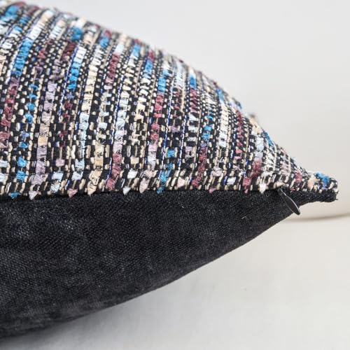 Premium Series Fringe Boho Throw Pillow Cover, Linen Woven Luxury Thick Cushion Case with Tassels for Home Décor, Indigo, 20x20 Inch - color: Indigo, size: 20" x 20" (Pack of 1)
