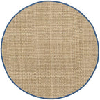 SAFAVIEH Area Rug 6' Round - Natural Fiber Collection - Natural & Navy, Seagrass, Basketweave Pattern with Border (NF114T) - color: Natural/Light Navy, size: 6' (Round)