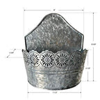 Lily's Home Indoor Outdoor Wall Mounted Planter with Floral Accents for Succulents, Cacti, Herbs, Faux Plants, Galvanized Metal. Plants Not Included
