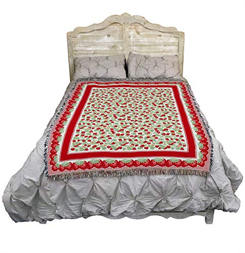 Pure Country Weavers Strawberry Festival Blanket - Garden Floral Gift Tapestry Throw Woven from Cotton - Made in the USA (72x54) - color: Strawberry
