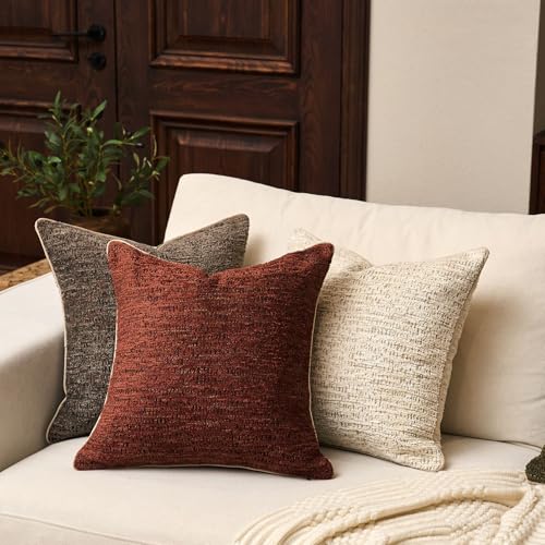 Yangest Chenille Pillow Cover 12 x 20 Inches, Thick Textured Rectangle Throw Pillow Cover Farmhouse Modern Soft Accent Couch Neutral Pillow Cover for Living Room Bedroom, Red - color: Red, size: 20" x 12" (Pack of 1)