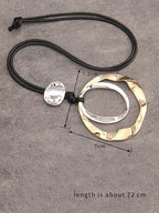 Leather Necklace for Women Long Boho Pendant Hippie Choker Necklace Bohemian Layered Leather Rope Wooden Jewelry Gifts - style: Cord Pendant Necklace